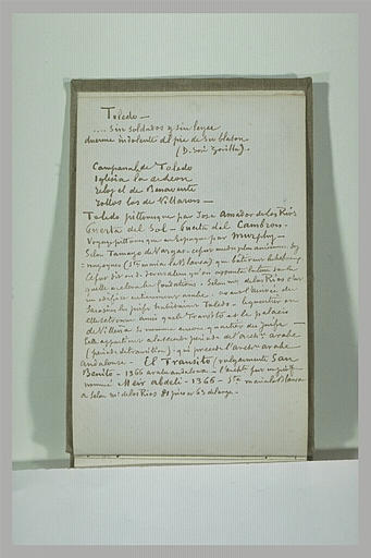 Notes manuscrites sur la ville de Tolède