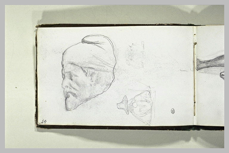 Etude d'une tête ; croquis de personnages