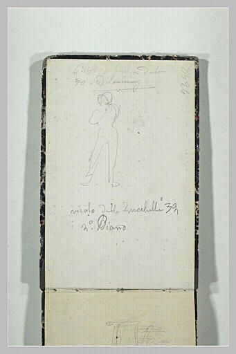 Figure debout ; note manuscrite