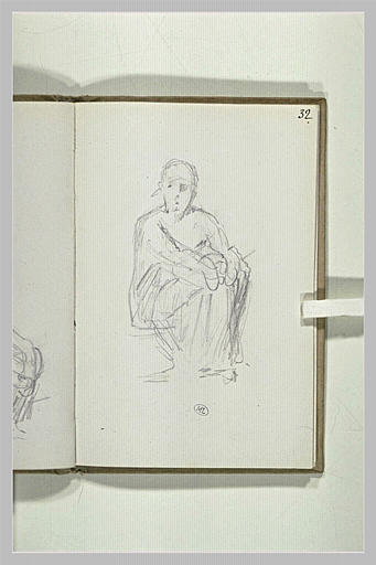 Figure assise, les bras autour des genoux