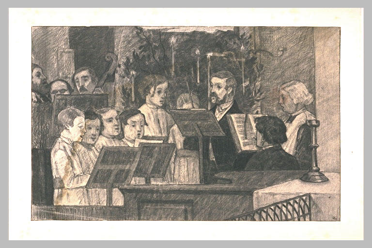 Musiciens et chanteurs dans une église