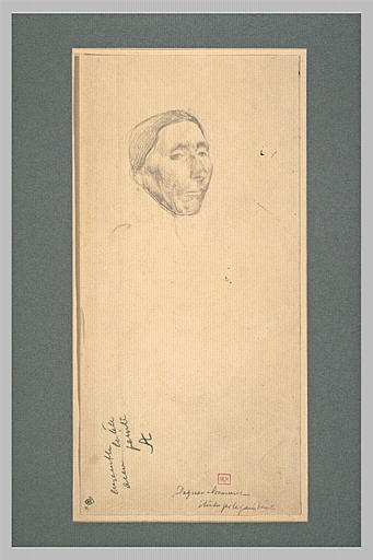 Tête de vieille femme, de trois quarts à droite