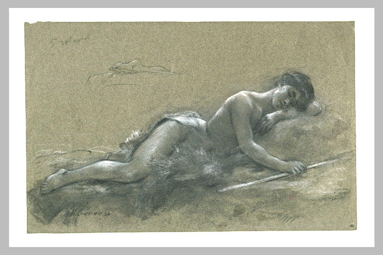 Femme nue, couchée, la tête posée sur son bras gauche
