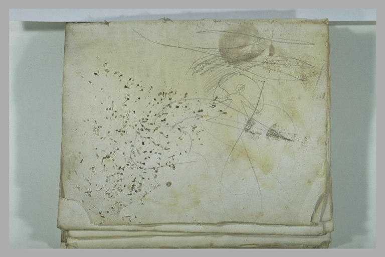 Taches d'encre, traits de crayon et dessin d'enfant