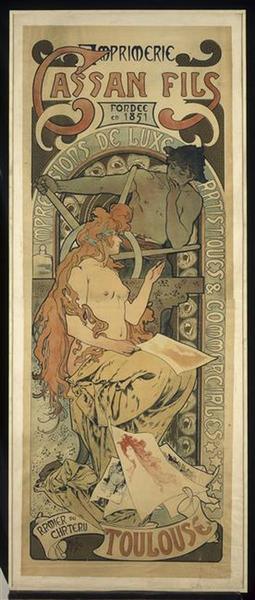 Affiche pour l'imprimerie Cassau fils, à Toulouse, 1897