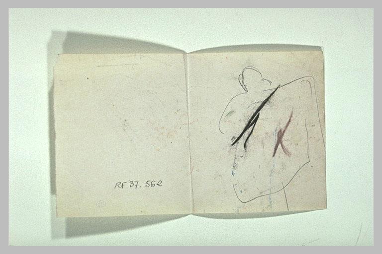 Croquis rapide d'une silhouette, et traits de crayon de couleurs