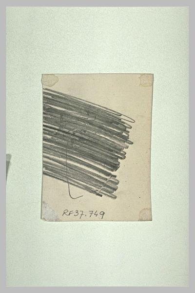 Croquis d'une tête, totalement raturé au crayon