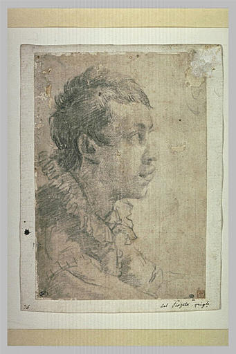 Buste de jeune homme, de profil, vers la droite