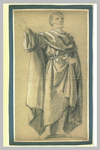 Homme drapé, debout, étendant le bras droit