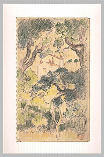 Maisons dans les arbres : étude pour Sous les chênes lièges (1908)