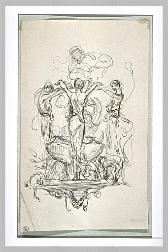 Projet d'illustration pour Macbeth : les trois socières font la ronde