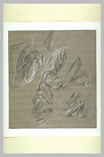 Etudes de draperies pour un personnage agenouillé