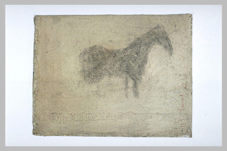 Silhouette d'un cheval, de profil à droite