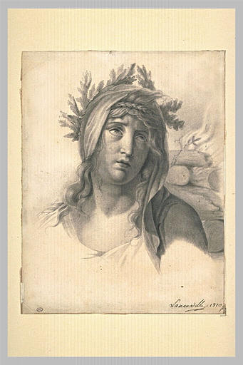 Tête d'expression : jeune femme vue en buste, de face