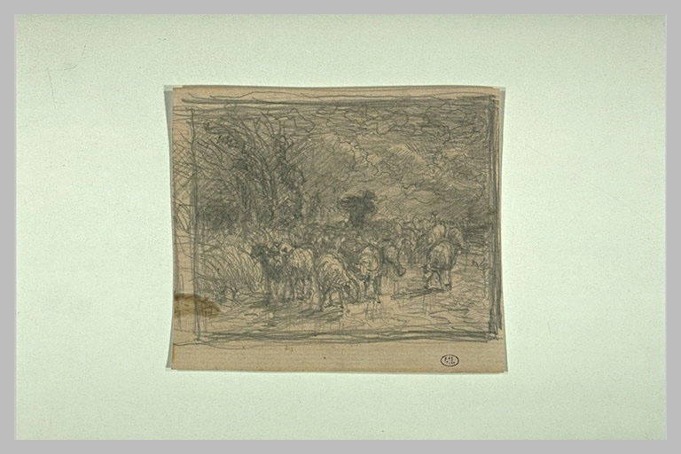 Paysage avec des moutons