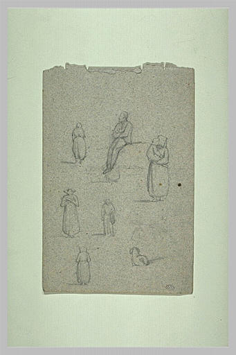 Etude de cinq personnages et un chien