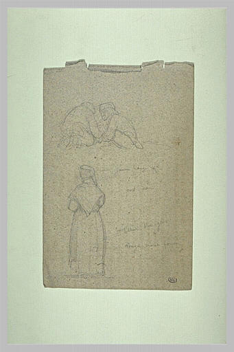 Etude de deux figures à terre et d'une figure debout