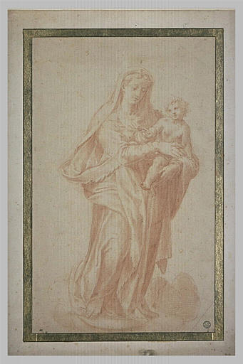 La Vierge debout, tenant l'Enfant Jésus dans les bras