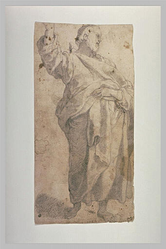 Homme debout, drapé, le bras droit levé : étude pour Jésus-Christ