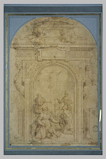Projet d'un autel avec, au centre, l'Apparition du Christ à la Vierge