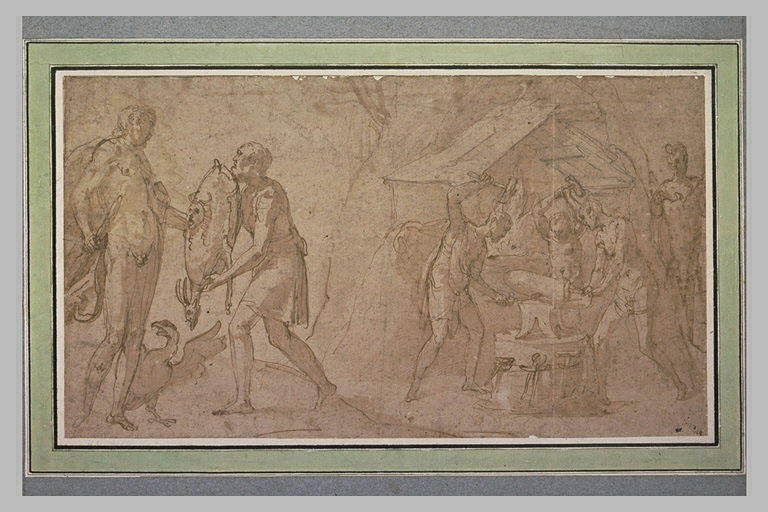 Vulcain donnant à Jupiter le bouclier fait avec la peau d'Amalthée