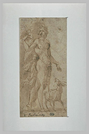 Etude pour Apollon, debout, de trois quarts, et une chèvre à ses pieds