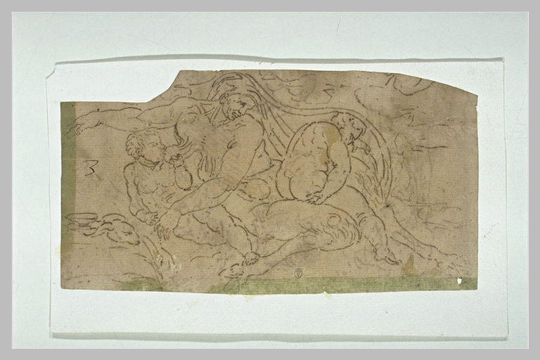 Une vieille nymphe allaitant deux enfants