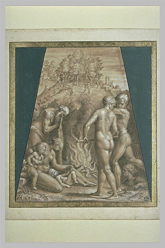 Projet pour un dessus de cheminée, figures nues autour d'un feu