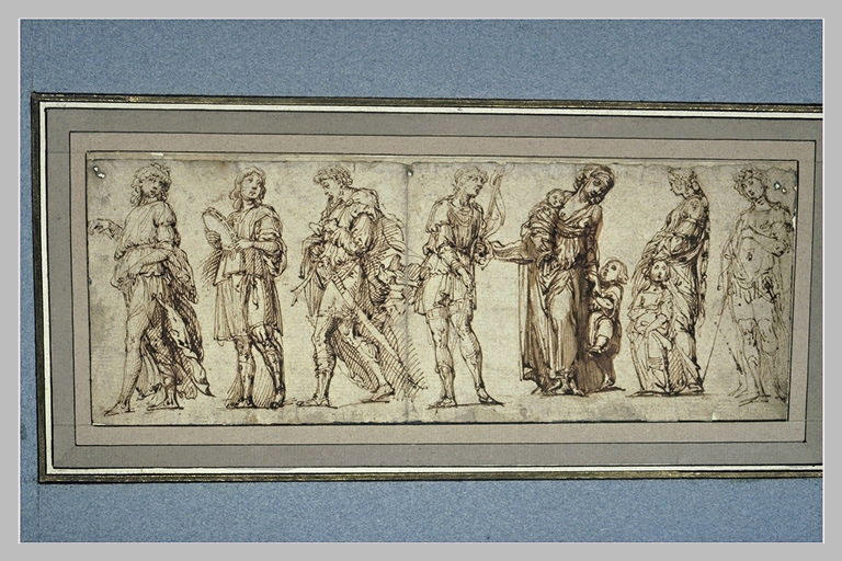 Frise de sept figures, d'après le Triomphe de César de Mantegna