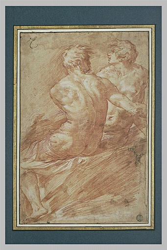 Deux hommes nus, assis