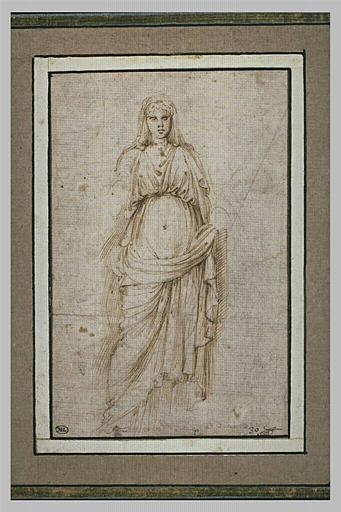 Femme debout, drapée, sans bras, vue de face