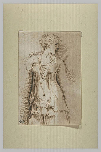 Demi-figure de femme, debout, regardant à droite