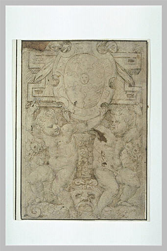 Deux putti soutenant des armoiries