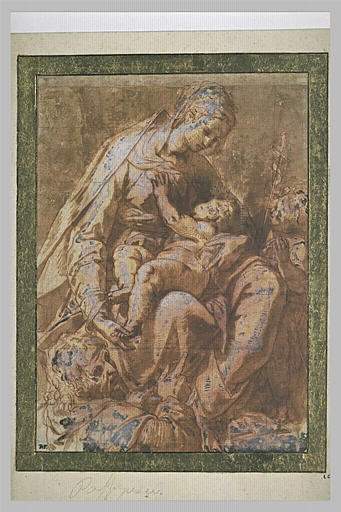 La Sainte Famille avec le petit saint Jean et un saint moine
