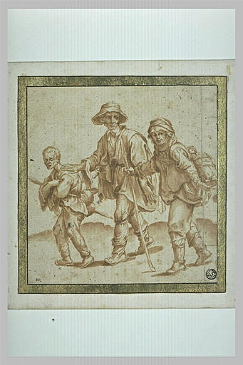 Trois bohémiens marchant vers la gauche