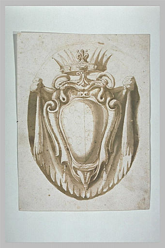 Projet de cartouche avec blason aux armes des Médicis