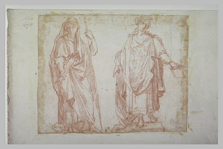 Deux figures drapées, debout