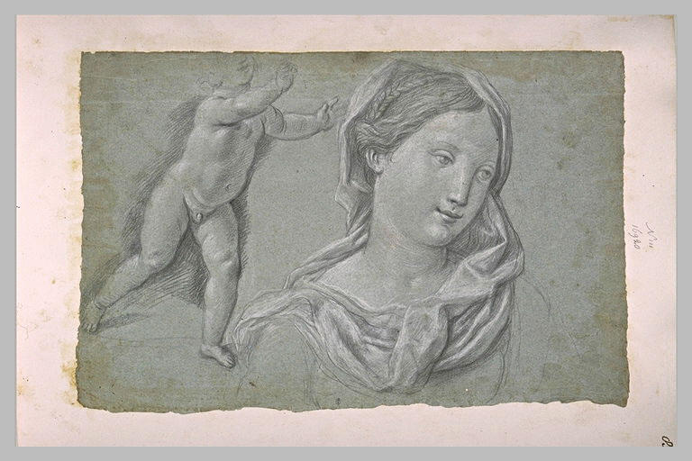 Un enfant nu et un buste de jeune femme