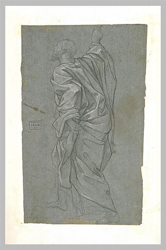 Un vieillard debout, levant le bras droit