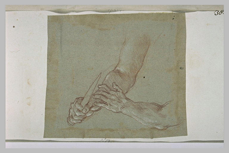 Etude d'une main arrêtant une autre tenant un poignard