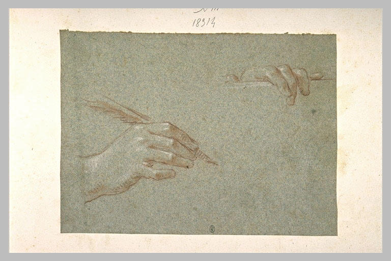 Deux mains dont une tient une plume