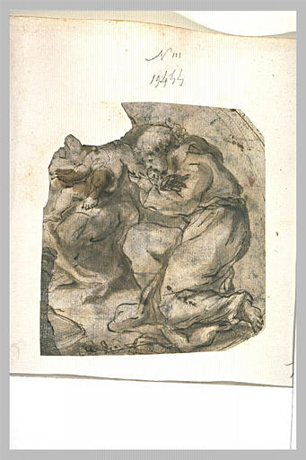 Saint François agenouillé devant l'Enfant