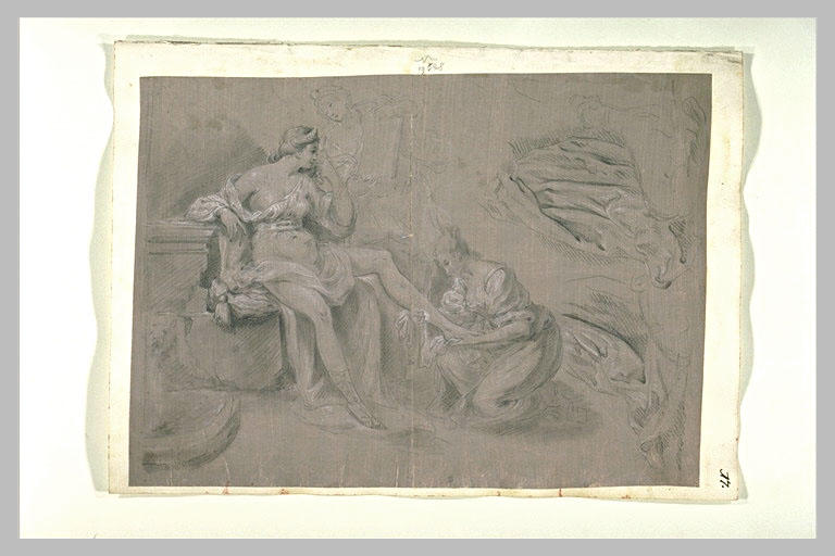 Toilette d'une femme, et études de draperie