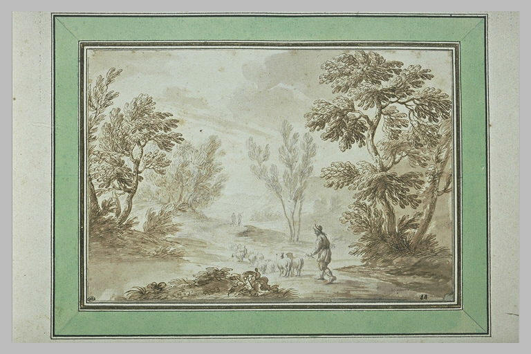 Paysage avec un berger et son troupeau