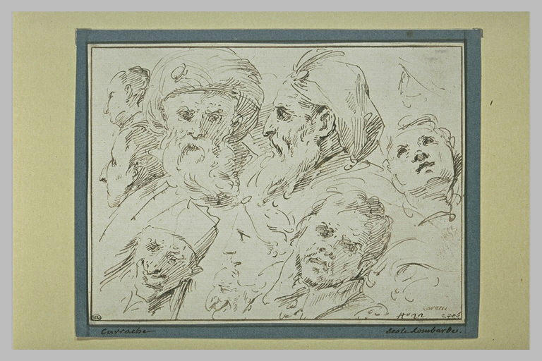 Deux études de têtes de turcs, et autres études de têtes