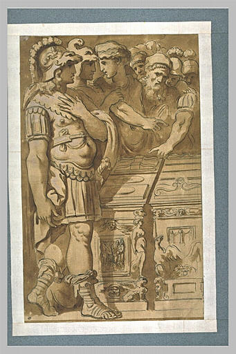 Guerriers regardant des tables d'autels