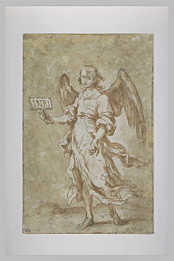 Ange tenant l'inscription INRI