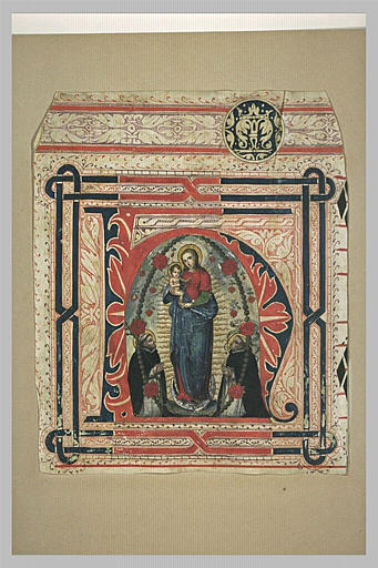 Lettre H historiée : Immaculée Conception et Madone du Rosaire vénérée
