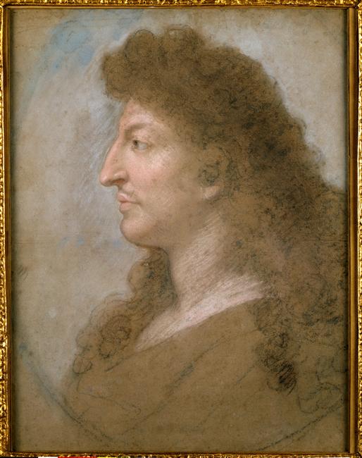 Portrait de Louis XIV, le cou nu et portant de longs cheveux