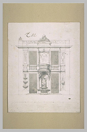 Projet d'élévation pour le pavillon d'Apollon et de Téthys, à Marly